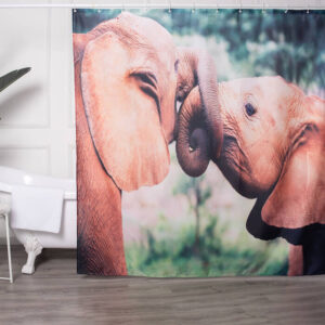 custom elephants digital print polyester fabric shower curtain