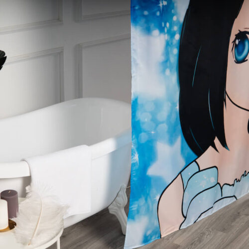 Alternative view of Cartoon Girl Printed Wholesale Fabric Shower Curtains