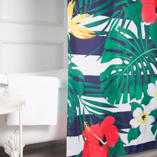 Colorful Flower Printed Custom Fabric Shower Curtains Wholesale - Image 3