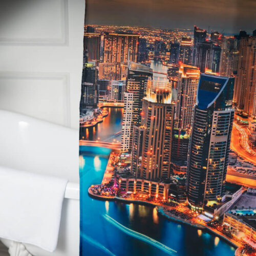 Custom Bathroom Shower Curtains with Landscape Pattern - Image 4