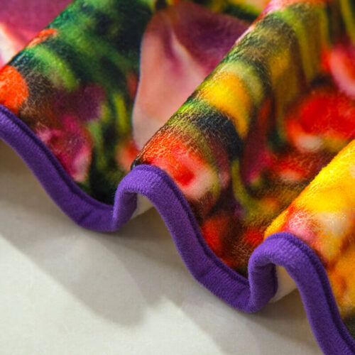 High End Colorful Flower Flannel Print Fleece Blanket Bulk - Image 3