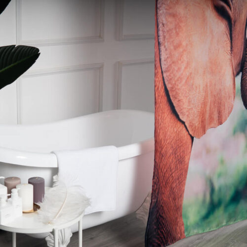 Custom Elephants Digital Print Polyester Fabric Shower Curtain - Image 6
