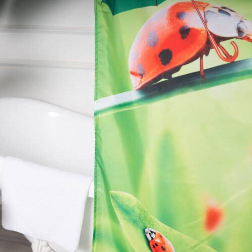 Alternative view of Custom Made Shower Curtains with Cute Ladybug Printed