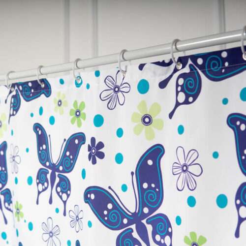 Alternative view of Custom Made Fabric Shower Curtains with Butterfly Paint