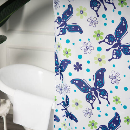 Custom Made Fabric Shower Curtains with Butterfly Paint - Image 5