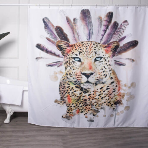 Rideaux de douche 100 polyester à imprimé léopard