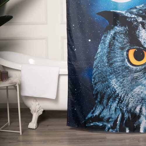 Polyester Shower Curtains with Owl Painting - Image 5