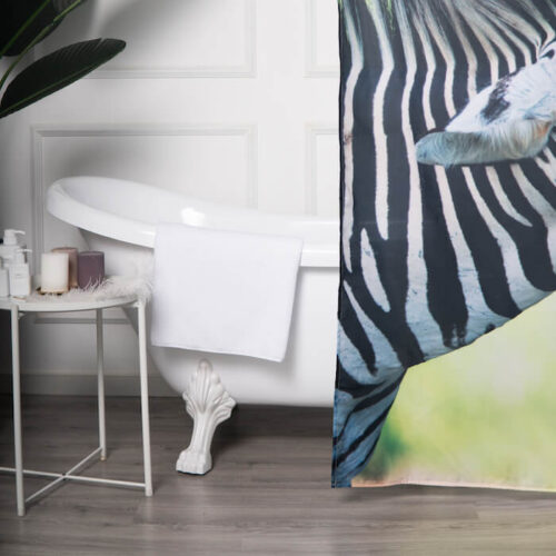 Alternative view of Zebras Digital Printing Bathtub Polyester Shower Curtains