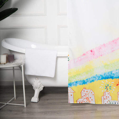Private Label Shower Curtain with Childhood Memory Painting - Image 4
