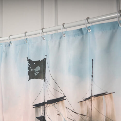 Sailboat Printed Polyester Waterproof Shower Curtain - Image 3