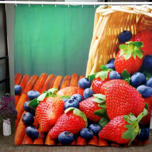 Alternative view of Strawberries Fruit Theme Custom Printed Shower Curtains