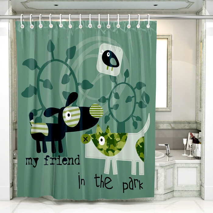 Custom-Fabric-Shower-Curtains-with-Parrot-Picture