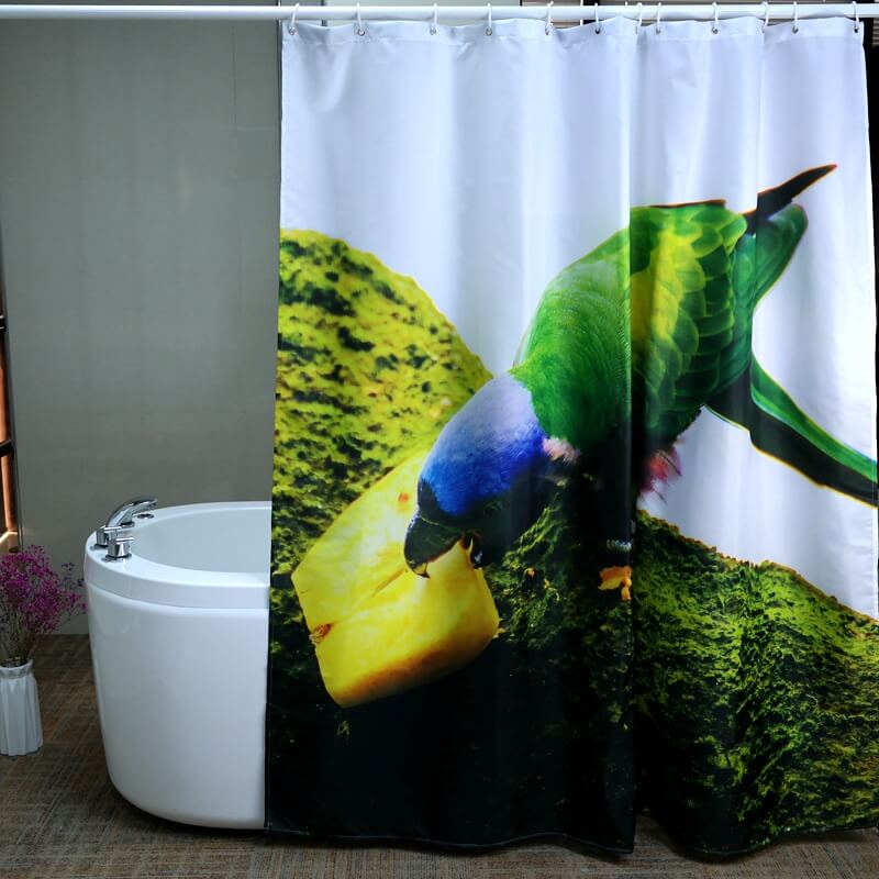 Polyester woven shower curtain with printed pattern
