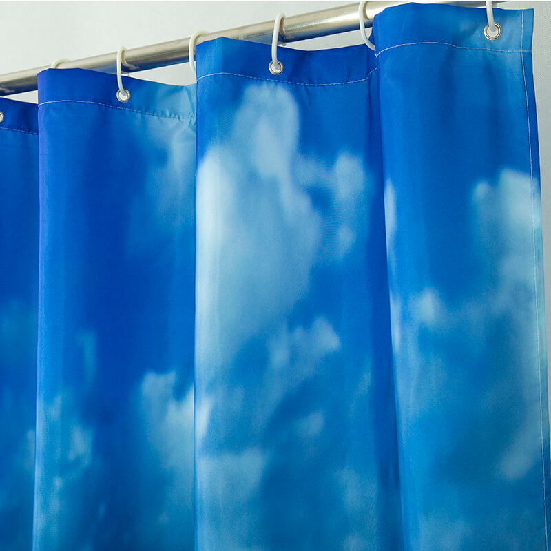 Printed woven fabric shower curtain